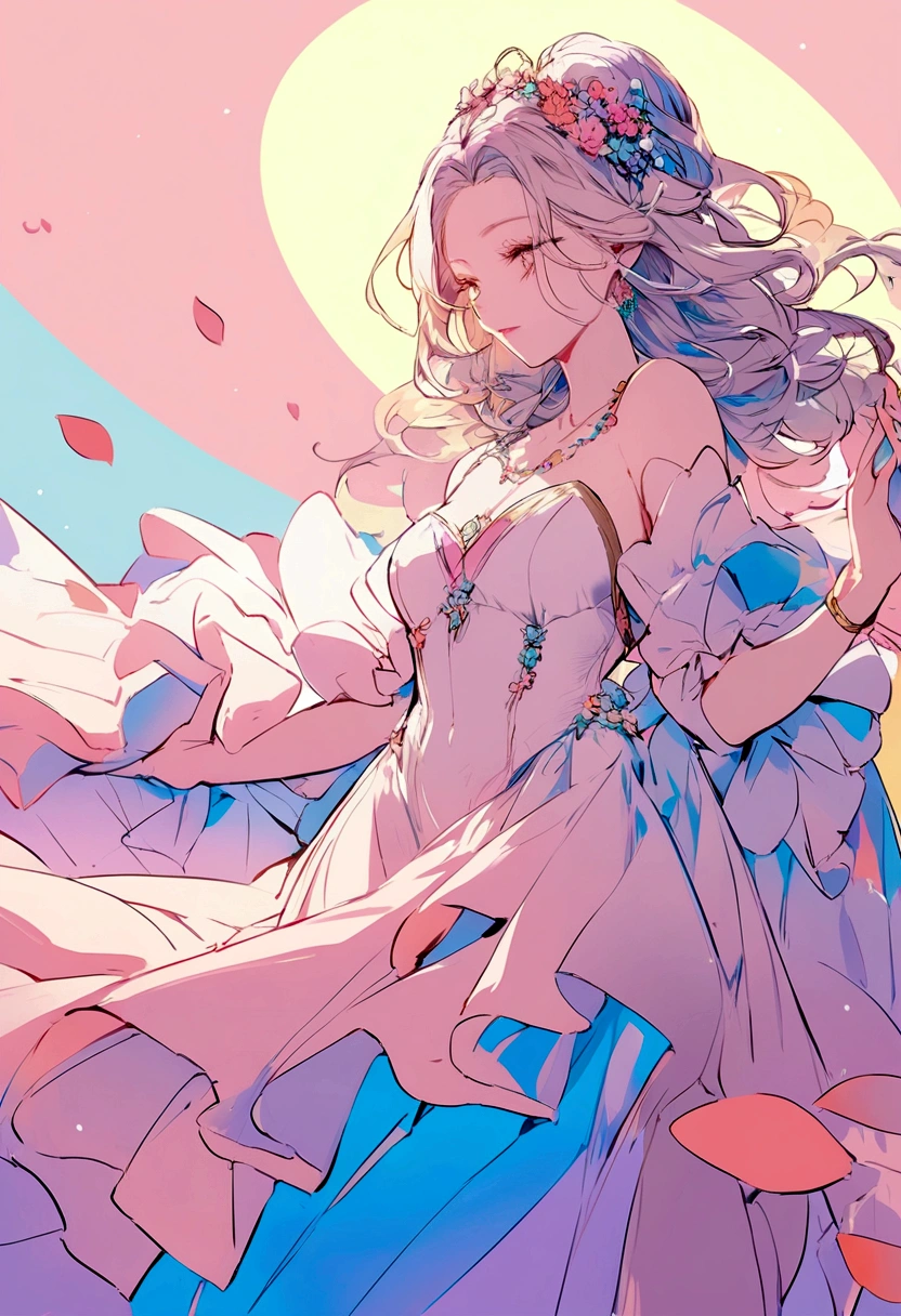 a lovely woman, Color background
