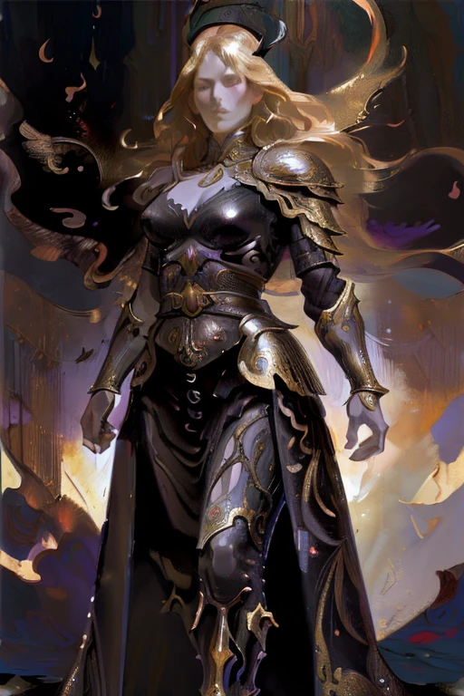 (full body:1.4),((ultra realistic illustration:1.2)),(dark fantasy:1.4), Warrior queen, in form fitting armor, slim, fit, blonde. In opulent castle. Masterpiece, (highly detailed:1.2),(detailed face and eyes:1.2), 8k wallpaper, natural lighting. core shadows, high contrast, bokeh.