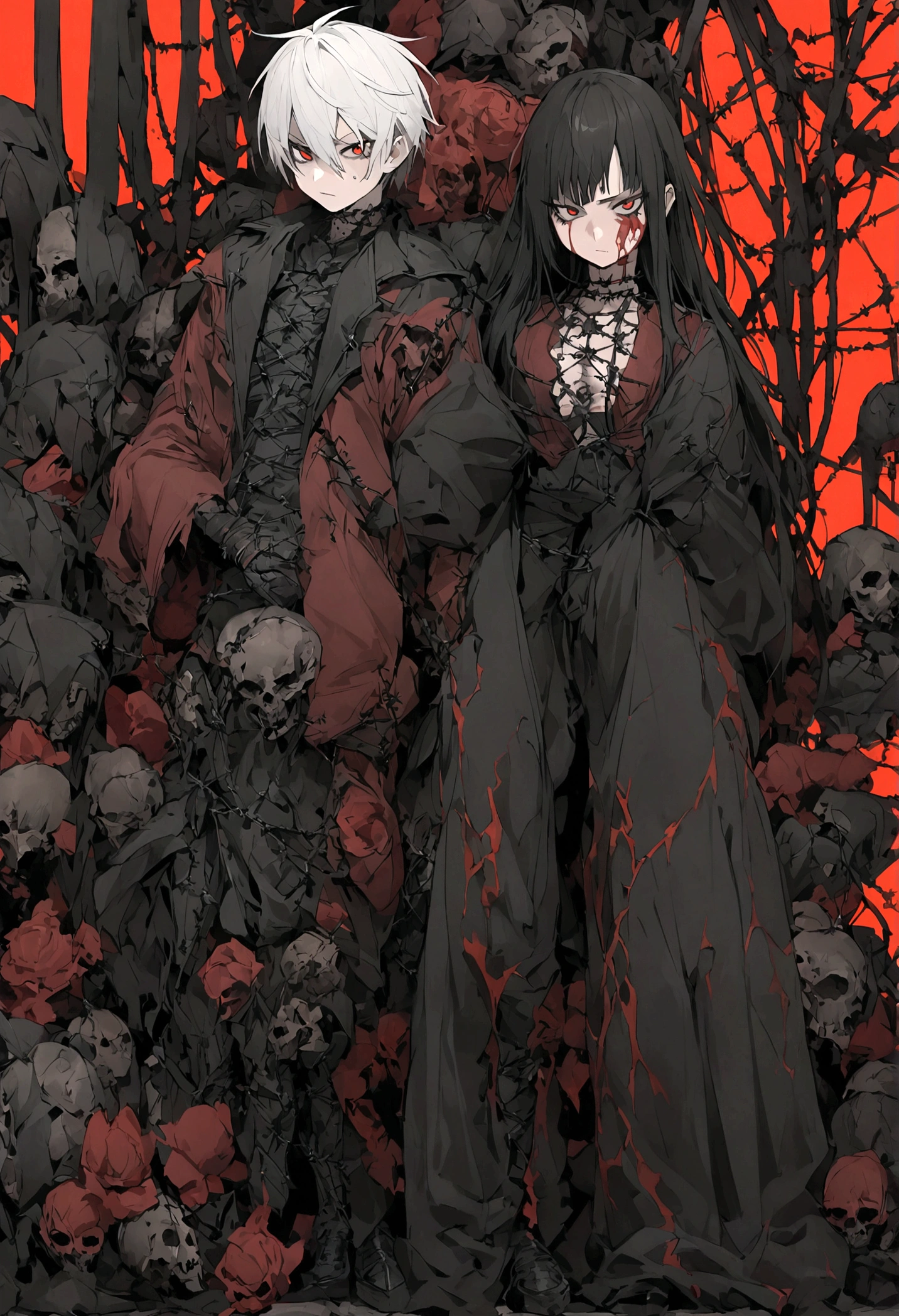 garota and roupas cybersigilism gotica, and (Barbed wire through the body) cabelo preto and pontas branca