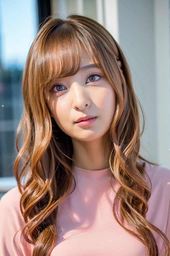 Ai Hoshino, beige pink hair, Long Hair, favorite , Beautiful, shining eyes, Stars in my eyes, Idol, alone, 1 girl, Long pink hair