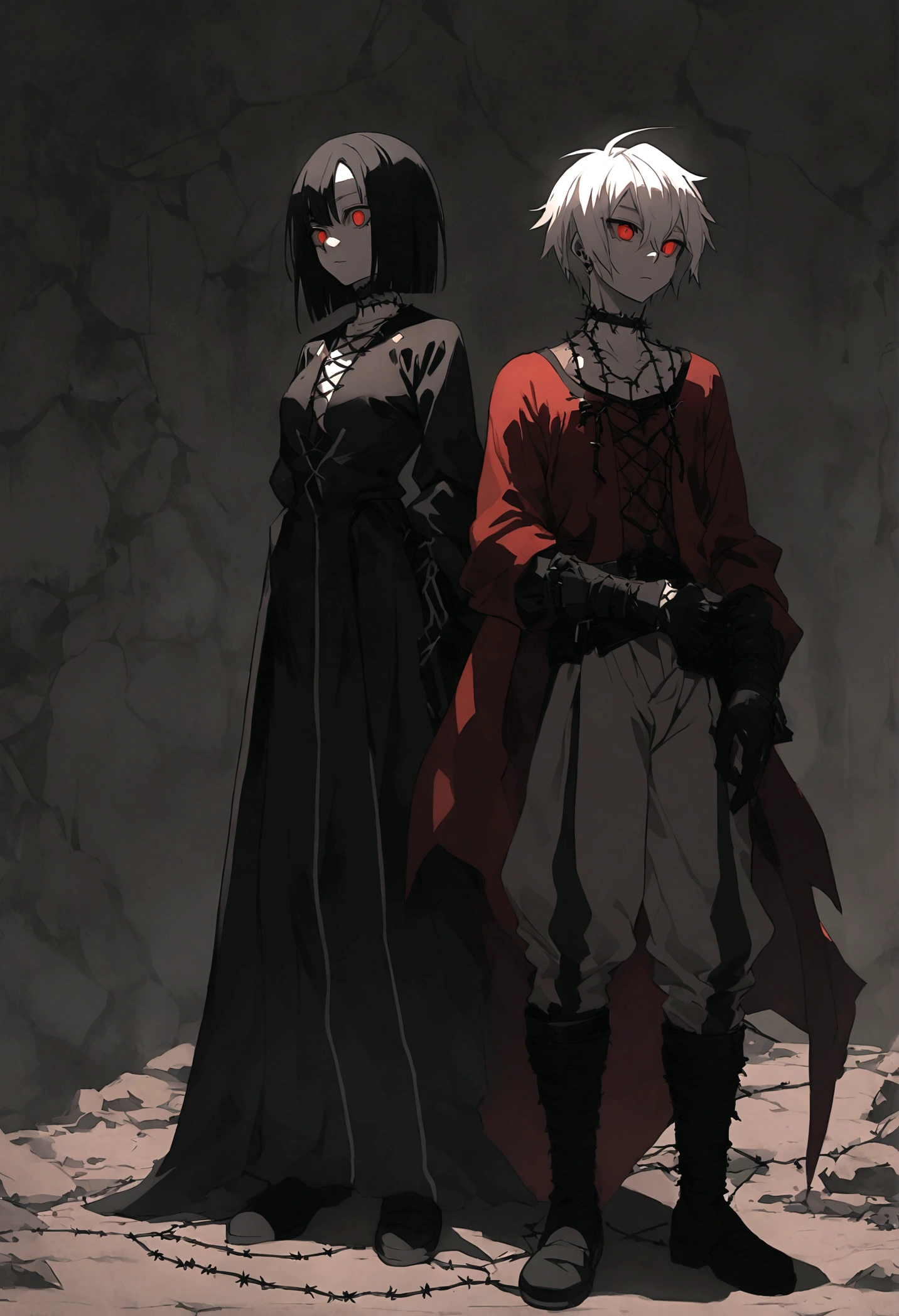 garota and roupas cybersigilism gotica, and (Barbed wire through the body) cabelo preto and pontas branca
