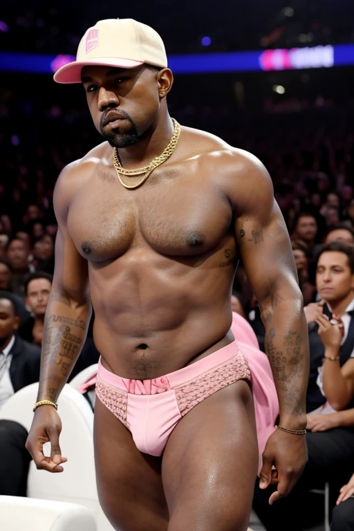 Kanye west wearing a pink thong