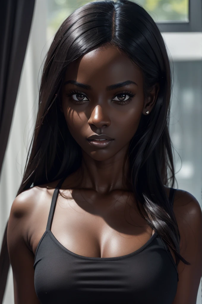 ((Extremely beautiful face)), ((very dark skin)), upper body, ((face focus)),