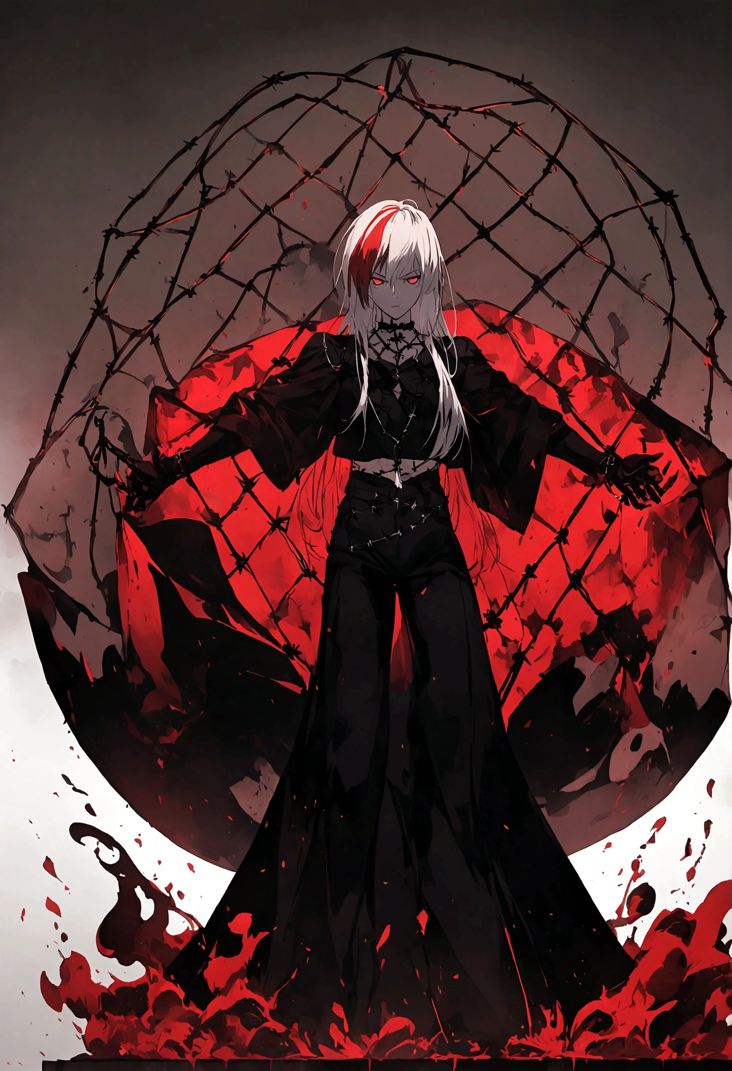garota and roupas cybersigilism gotica, and (Barbed wire through the body) cabelo preto and pontas branca