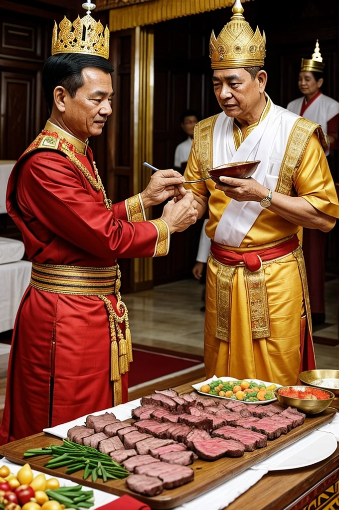 King Ramkhamhaeng gave meat juice to Khun Sri Intharathit.