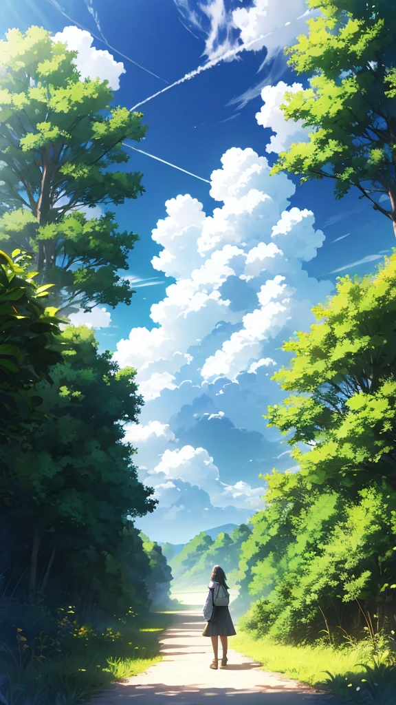 Blue sky, white clouds, sunny grassland