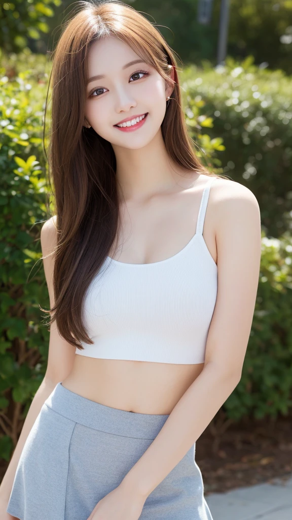 highest quality, shape, Very detailed, finely, High resolution, 8k wallpaper, mini skirt,whole body ,Beautiful and beautiful eyes,one piece, Blonde,Sexy look,Natural color lip, Random sexy poses,smile,Beautiful teeth,20-year-old girl,Random background
