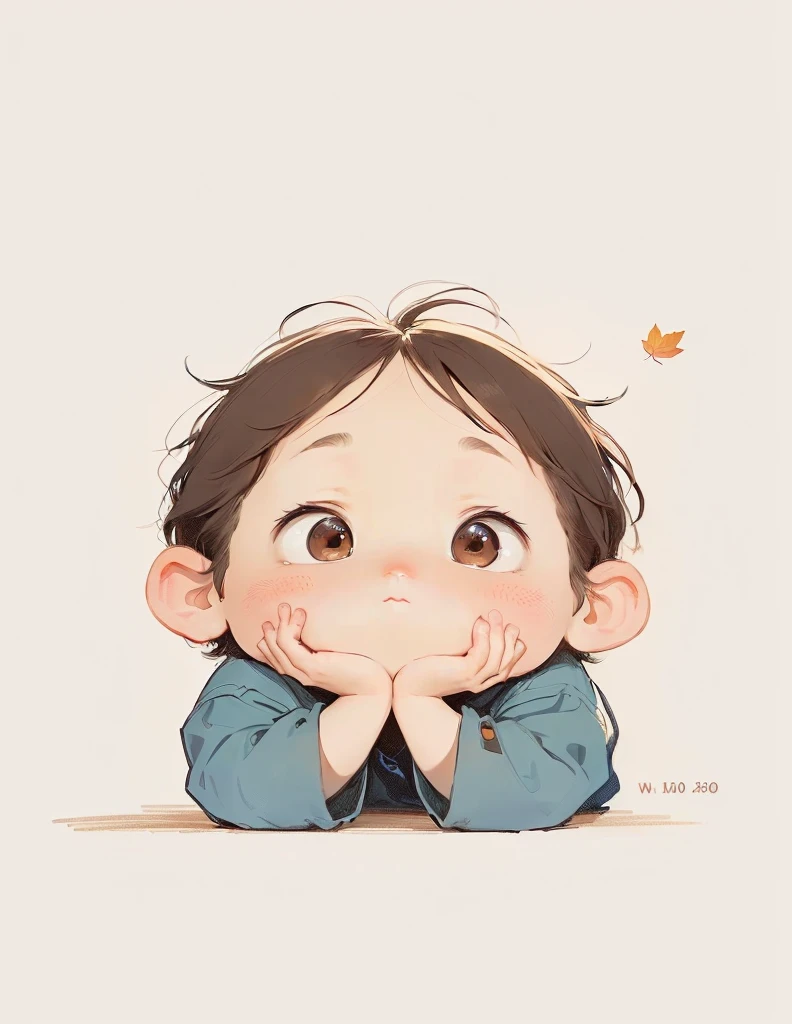 A cartoon boy with his chin in his hands, Looking at the camera, Lovely illustration, Cute digital painting, Lovely digital art, Lovely detailed digital art, Lovely art style, Lovely portrait, 🍁 Lovely, Lovely cartoon, Lovely expression, Lovely artwork, Lovely detailed artwork, author：Ni Duan, Kawaii realistic portrait, loish and Goro Fujita, Chibi Art