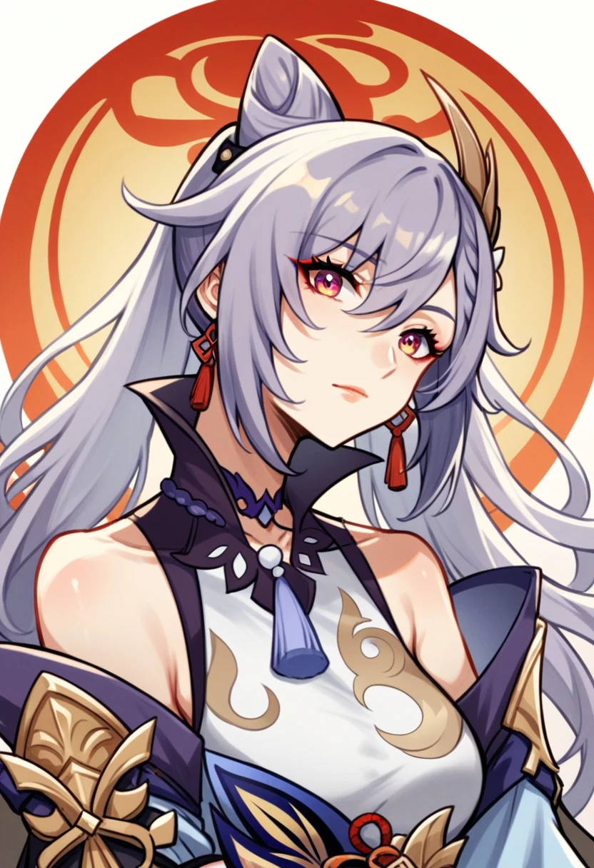 There was a woman，Long hair，Wearing a crown on his head, White-haired deity, Beautiful fantasy queen, Keqing from genshin impact, anime goddess, ((Beautiful fantasy queen)), Beautiful Celestial Mage, Zhongli in Genshin, Onmyoji portrait, Onmyoji, Anime role playing, Anime Girl Cosplay, Portrait of the Queen of Light