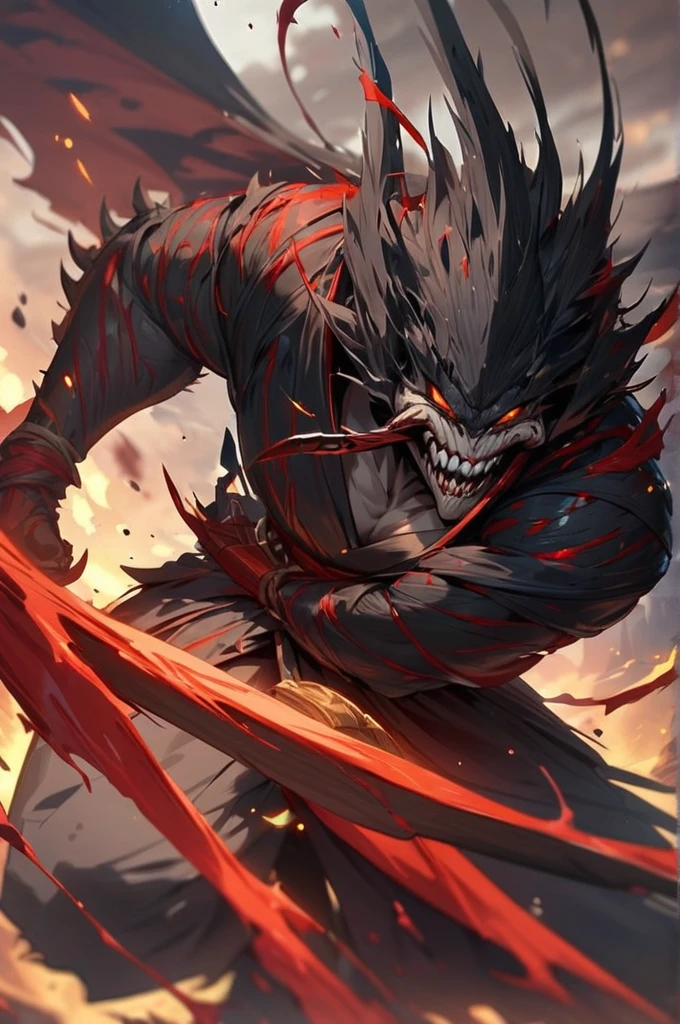 Clown, whole body，fight, Use magic, super high quality, Dark and red theme