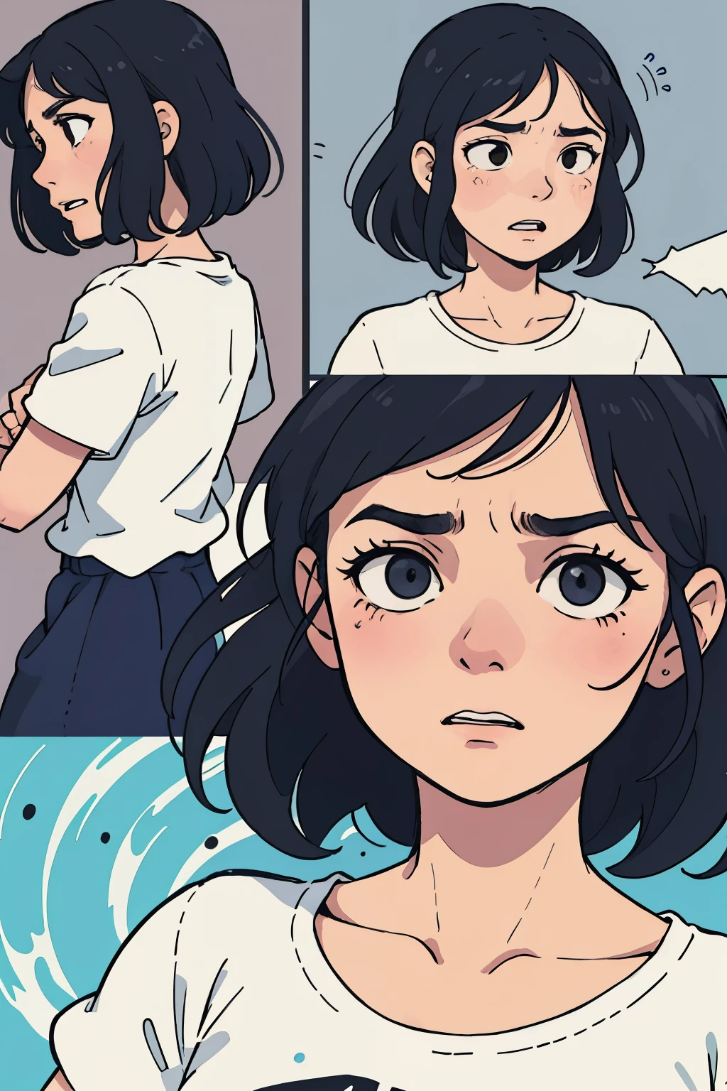 Generates a comic in a soft, emotive style with vibrant hues and expressive facial expressions, portraying a Heartfelt narrative about María, a resilient woman who faces a dire situation. The comic unfolds with detailed panels showcasing her serious problem—she hasn't had a drop of water for two long months. Each frame meticulously crafted, illustrating María's struggle with a combination of dynamic poses and detailed backgrounds that emphasize the desperation of her plight.
Throughout the comic, María's expressive facial expressions masterfully convey her frustration, determination, and eventually, her hope as she navigates this challenging circumstance. The panels are adorn