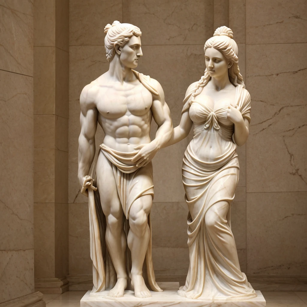 a black and white photo of a gothic style statue of the couple African American Kanye West and Kim Kardashian ' holding each other in a erratic pose with impeccable quality having a good time. realistic 8k bernini sculpture, porcelain Kanye West and Kim Kardashia' statue, ancient gothic sculpture, classical sculpture, sculpture of Kanye West and Kim Kardashian, sculpture, cgi clay sculpture, classical marble sculpture, classic sculpture, a marble sculpture, carved marble statue, classical statue, 3 d sculpture of carving marble, classic greek art, he should be posed in confidence.