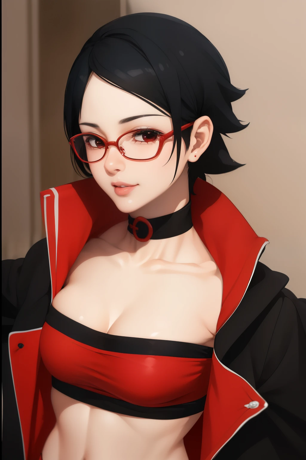 ((A melhor qualidade)), ((Obra-prima)), (Detalhado), Rosto perfeito, sexy, Atraente, ((4k)), peitos grandes, Sarada Uchiha