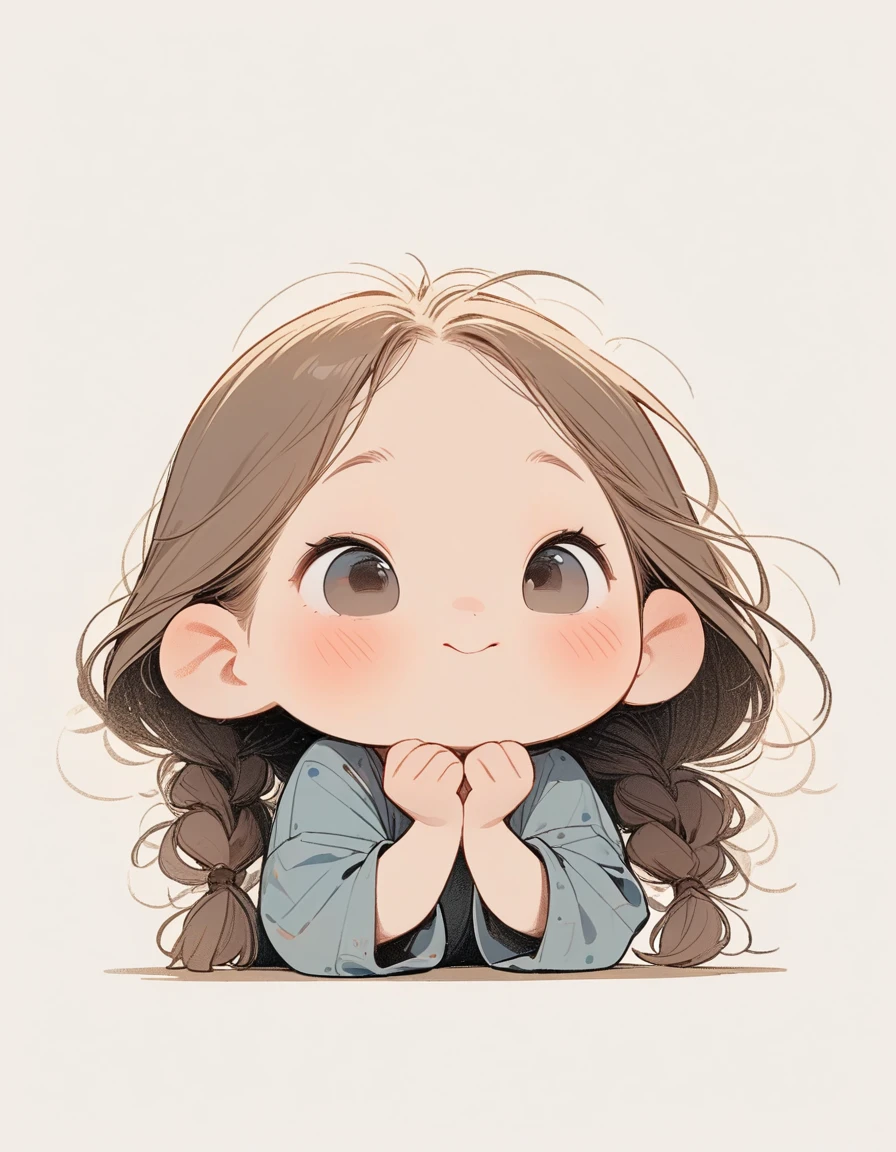 chibi style，Lovely，masterpiece, best quality, 8K, Clear focus,，Hide your hands，Clean background