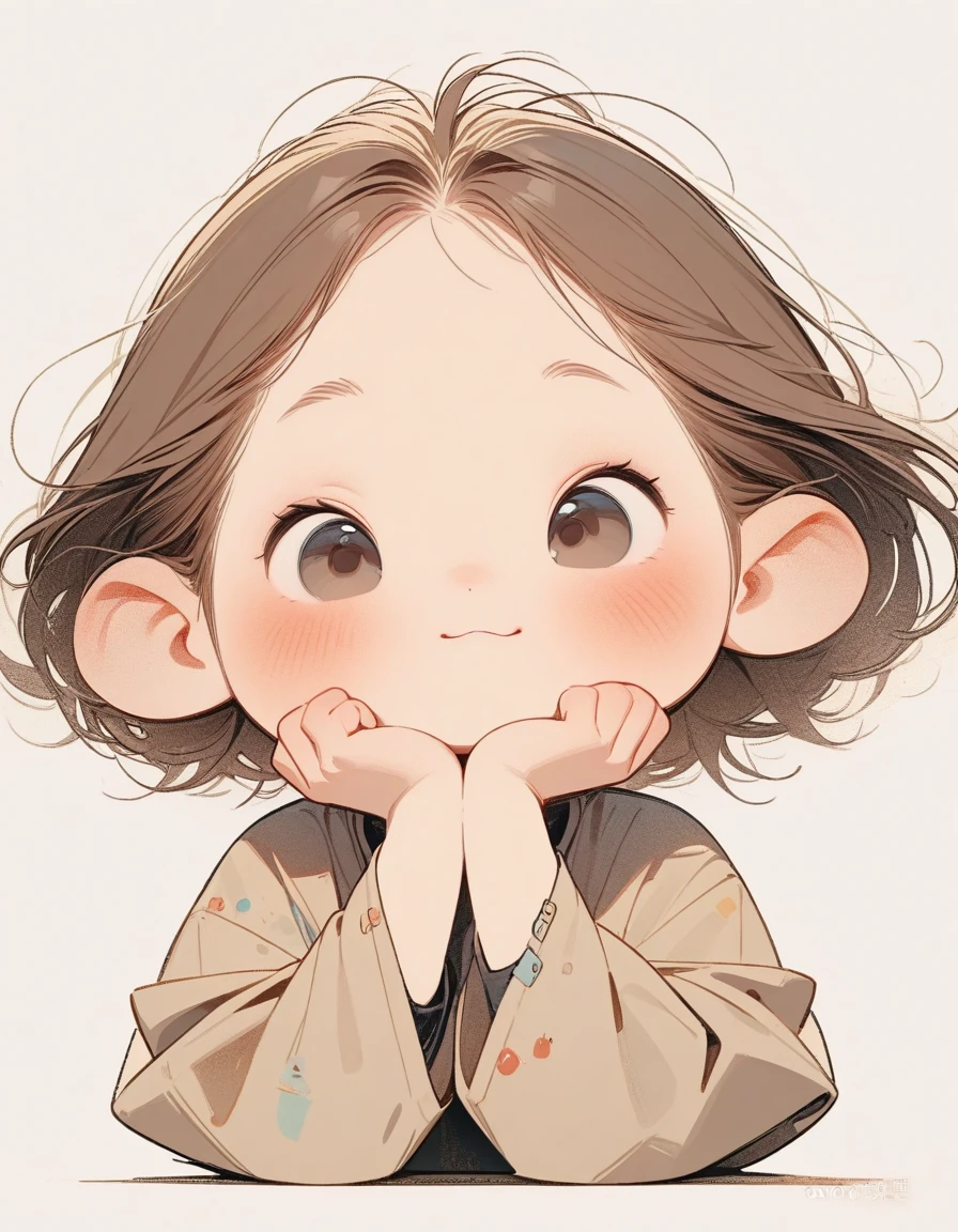 chibi style,Lovely,masterpiece, best quality, 8K, Clear focus,,Hide your hands,Clean background