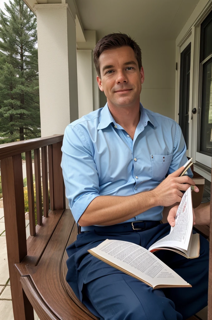 Mr Thomson said he was reading on the porch
