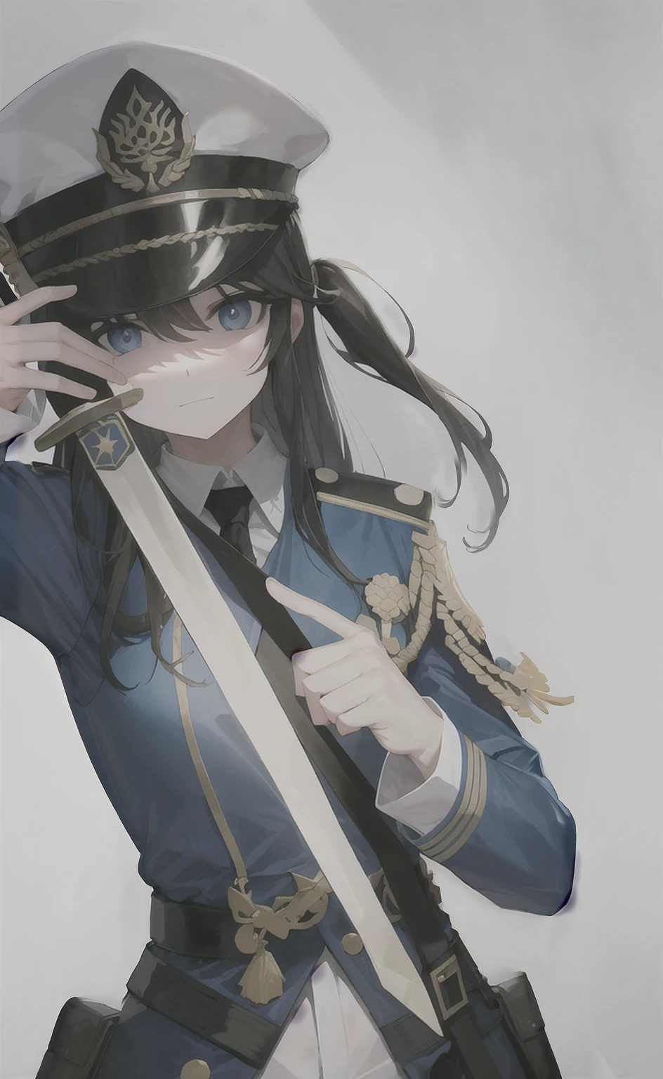 
Close-up of a person in uniform holding a sword