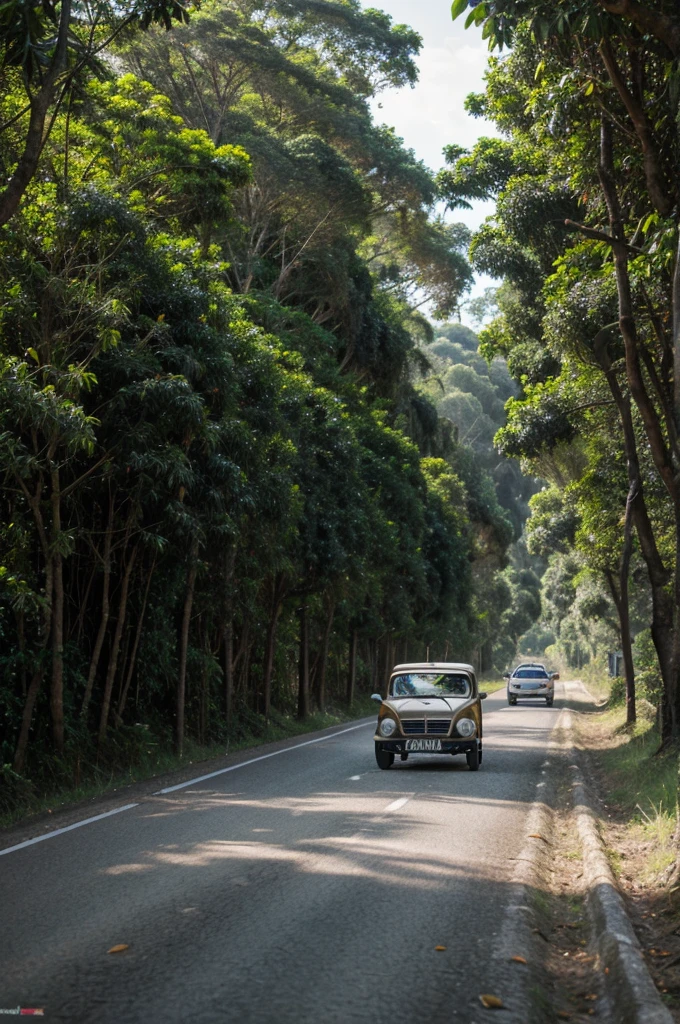 PARADERO DE CARRO Y DE BICICLETA  EN UNA CARRETERA DE LA SELVA