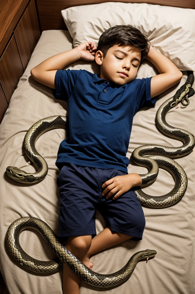 A boy sleeping with snake