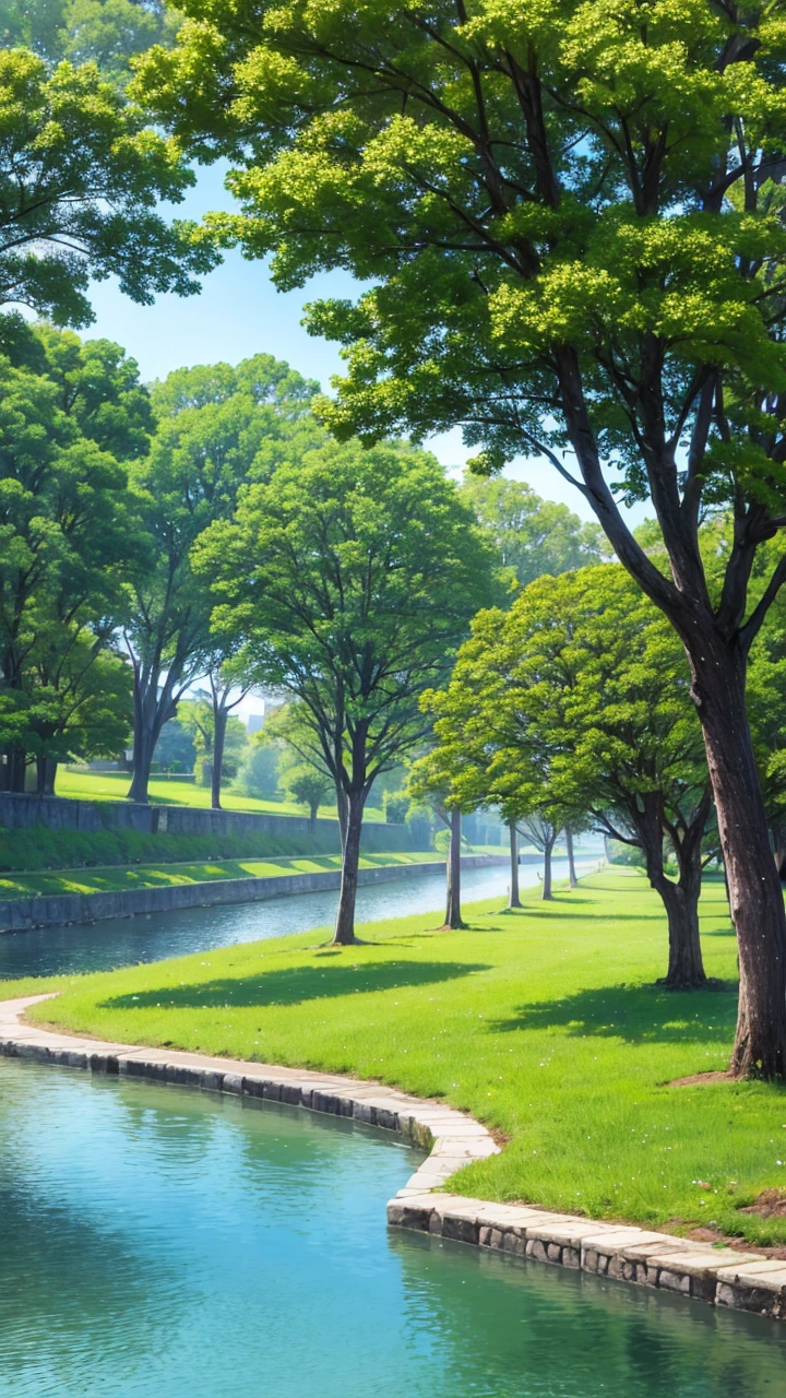 A very beautiful village near the river, there is a beautiful tree