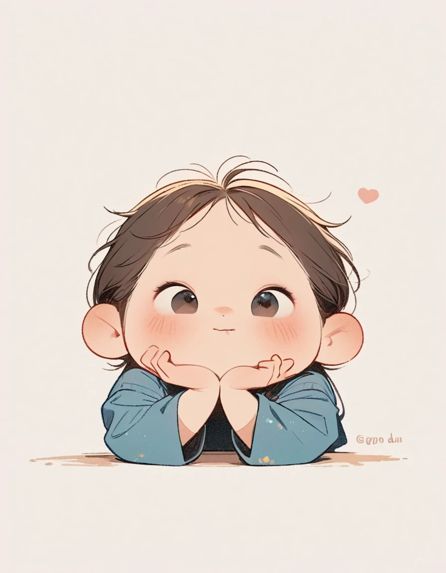 A cartoon girl with her chin in her hands,Long hair looking at camera, Lovely illustration, Cute digital painting, Lovely digital art, Lovely detailed digital art, Lovely art style, Lovely portrait, 🍁 Lovely, Lovely cartoon, Lovely expression, Lovely artwork, Lovely detailed artwork, author:Ni Duan, Kawaii realistic portrait, loish and Goro Fujita, Chibi Art