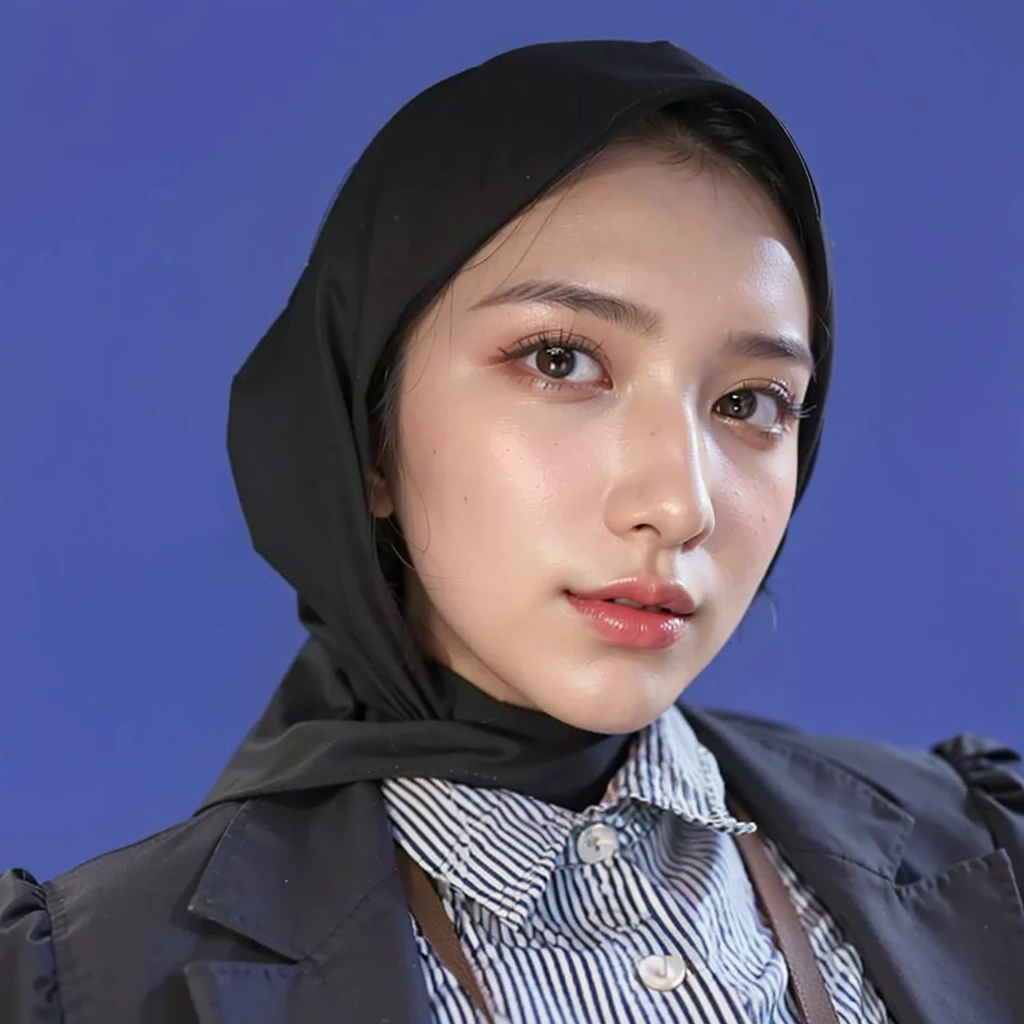 (Best quality, 8k, 32k, Masterpiece, UHD:1.2),Photo of Pretty Japanese hijab woman, large breasts, clean background, photo studios, fetish hijab, woman hijab sitting in a chair, digital art, gucci style, gucci clothes, album, official artwork, streetwear graphic design ,photo in studio, clean background, The Queen.