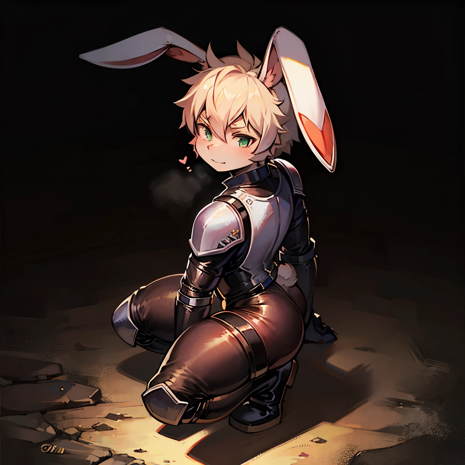bunny boy warrior in tight leather armor