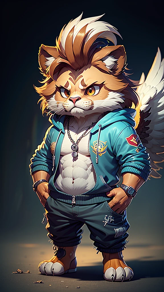 Fucking, Eagle, Hip hop musicians, Lion, Fully grown, Chupa Chups in your mouth (Highly detailed CG Unity 8k wallpaper, highest quality, Ultra-high definition images, Great illustrations, Very graceful and beautiful, High resolution, Dynamic Viewing Angle, Dynamic posture