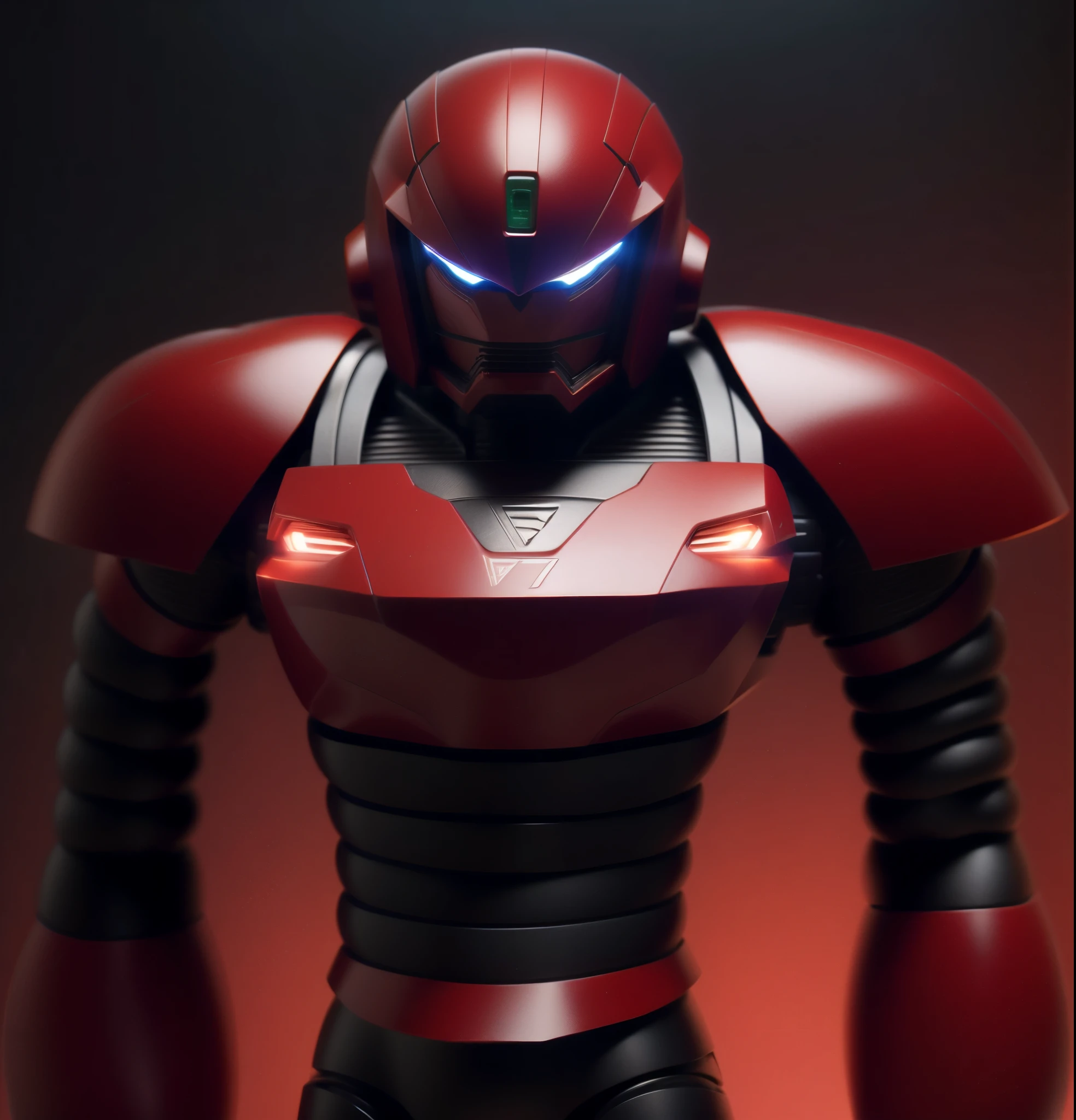 Round armor, robot, cyber, high quality, black iron body, red eyes, battlefield in the background,Bright background,