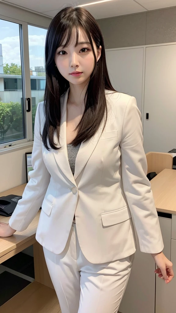 suit、30-year-old、woman、Japanese Idols、Real、Real Photo、high resolution、4K、8K、a working woman、office、career woman、Slender、