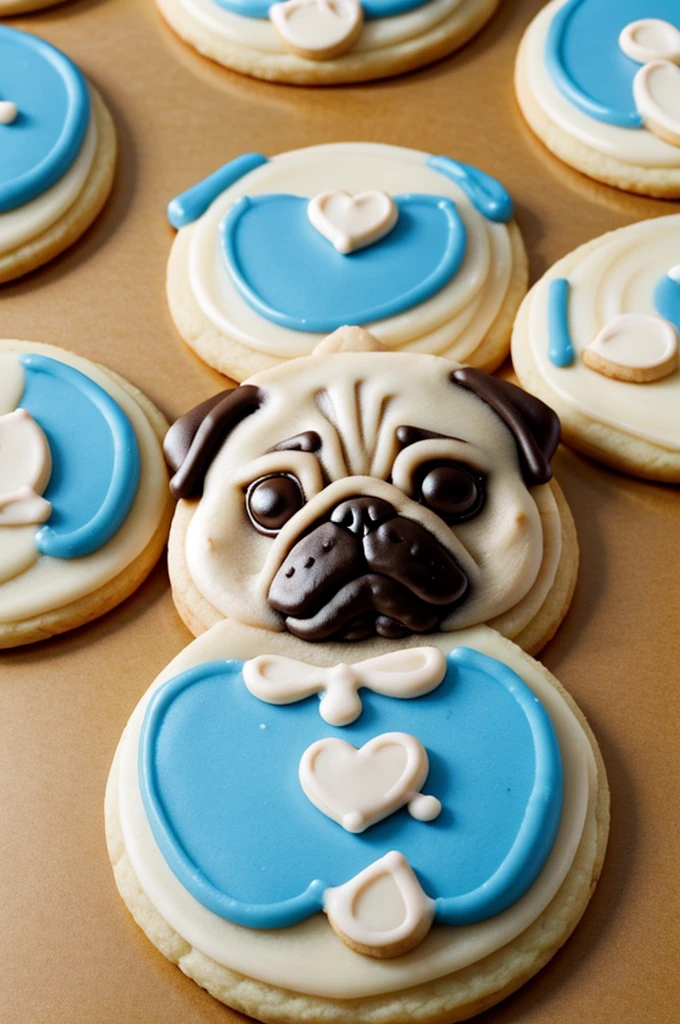 Royal icing pug cookies