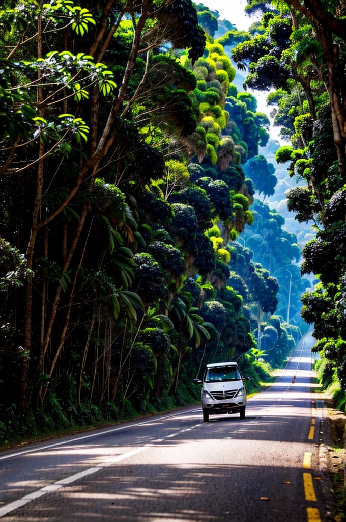 PARADERO DE CARRO Y DE BICICLETA EN UNA CARRETERA DE LA SELVA