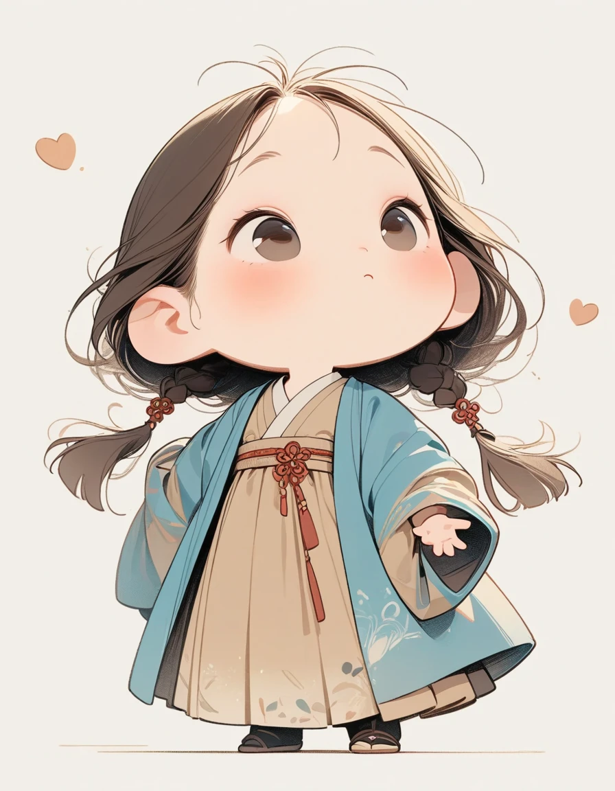 chibi style,Lovely,masterpiece, best quality, 8K, Clear focus,little boy,Hanfu,Clean background