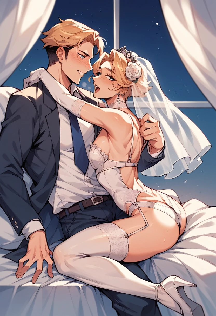 a father(he had been brainwashing by his secondson , crossdressing , bride of his secondson, wear sexy lingerie,has first night sex with his secondson ,)