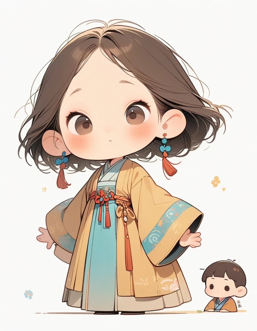 chibi style,Lovely,masterpiece, best quality, 8K, Clear focus,,Hanfu,Clean background
