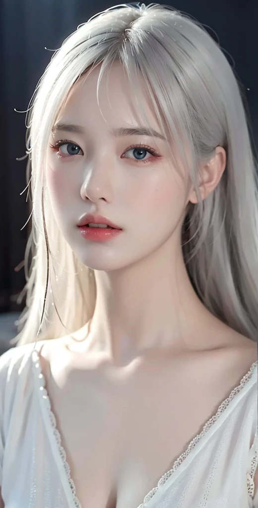 masterpiece, best quality, 8K, HDR, super contrast, deep shadow, (hyper realistic:1.4), ultra-detailed, illustration,, 1girl, white hair,