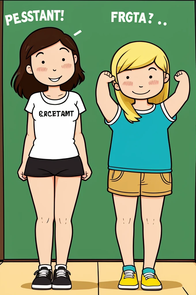 Two friends took the same exam.cartoon
