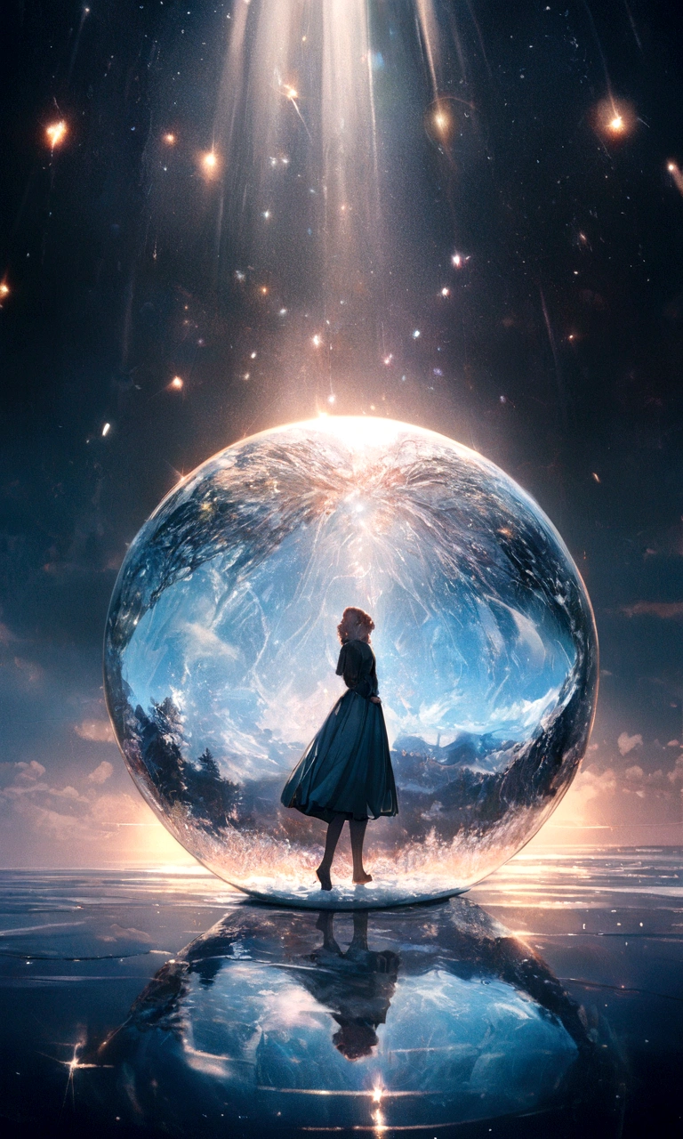 A team of writers: writing in this area (A glass sphere depicting a soft winter sky over a frozen lake:1.2), (Silk glass sphere 1.1), Landscape Photography, Unsplash, Extremely detailed, High detail, Analog Film, Analog Lighting, NatureLight, 4k photos, 8k photos, Hyper realism, Impressionism, Romanticism, Conceptual Art, Surrealism, realism, Cinema Lighting, Shine, shine, God&#39;s Rays, Ray Tracing, reflected light, bloom, Film Grain, Optical illusion, Lens flare, Caustics, Exposure, Bokeh, 超High resolution, masterpiece, Super detailed, Attention to detail, high quality, Awards, 最high quality, High resolution, 16k, 8k, 4K, nature