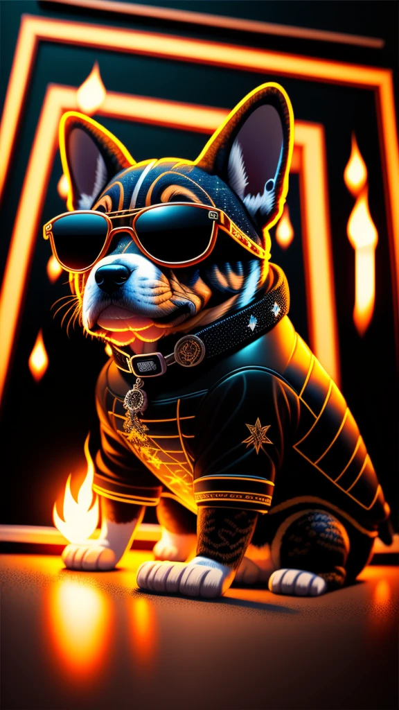 (1 dog (Anthropomorphic Turtle,))Wearing a choker,With tattoos, sunglasses, Black leather jacket,Black gloves(guitar)masterpiece, Centered, Symmetric,Expert, Extremely detailed, 4K, composition, flame, Painting, complicated, Volumetric lighting, beautiful, 深みのある色彩のmasterpiece, Sharp focus, Super detailed, Dan Mumford and Mark Simonetti's style, Astrophotography