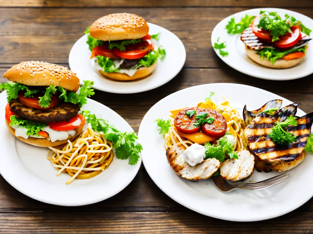Juicy hamburger steaks, aromatic grilled chicken and seafood pastas full of seafood.