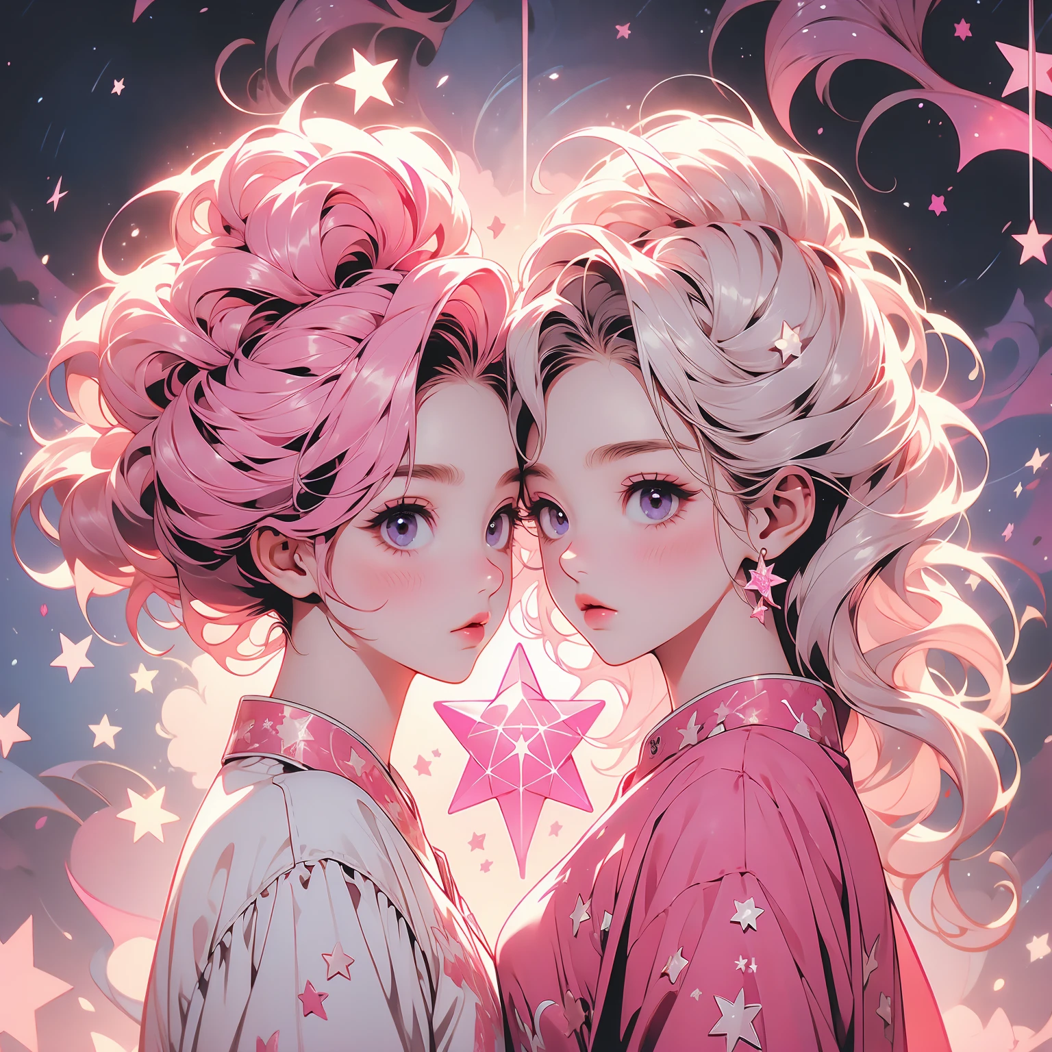 pink,nebula,Star,Pentagram,Lucky girl,pink背景为主体