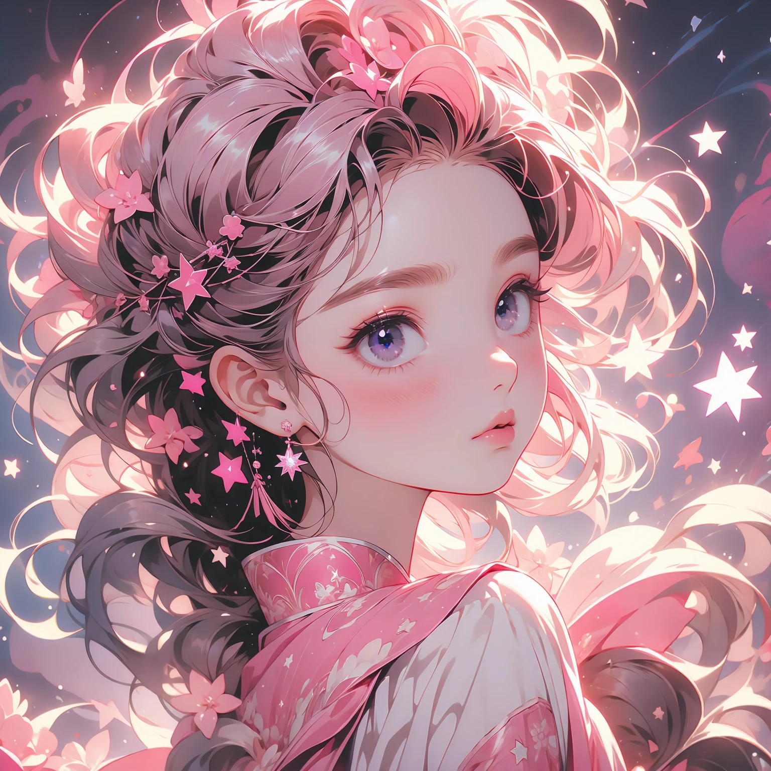 pink,nebula,Star,Pentagram,Lucky girl,pink背景为主体