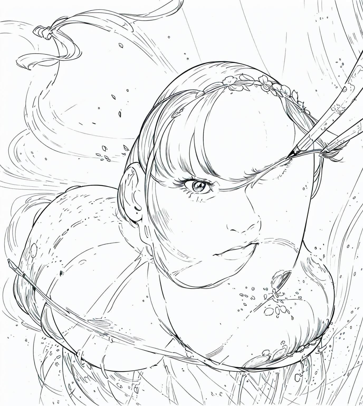 one,sketch,钢笔sketch,Loose brushstrokes,Use a pen to draw delicate lines,Flow Action,Subtle ink shades,