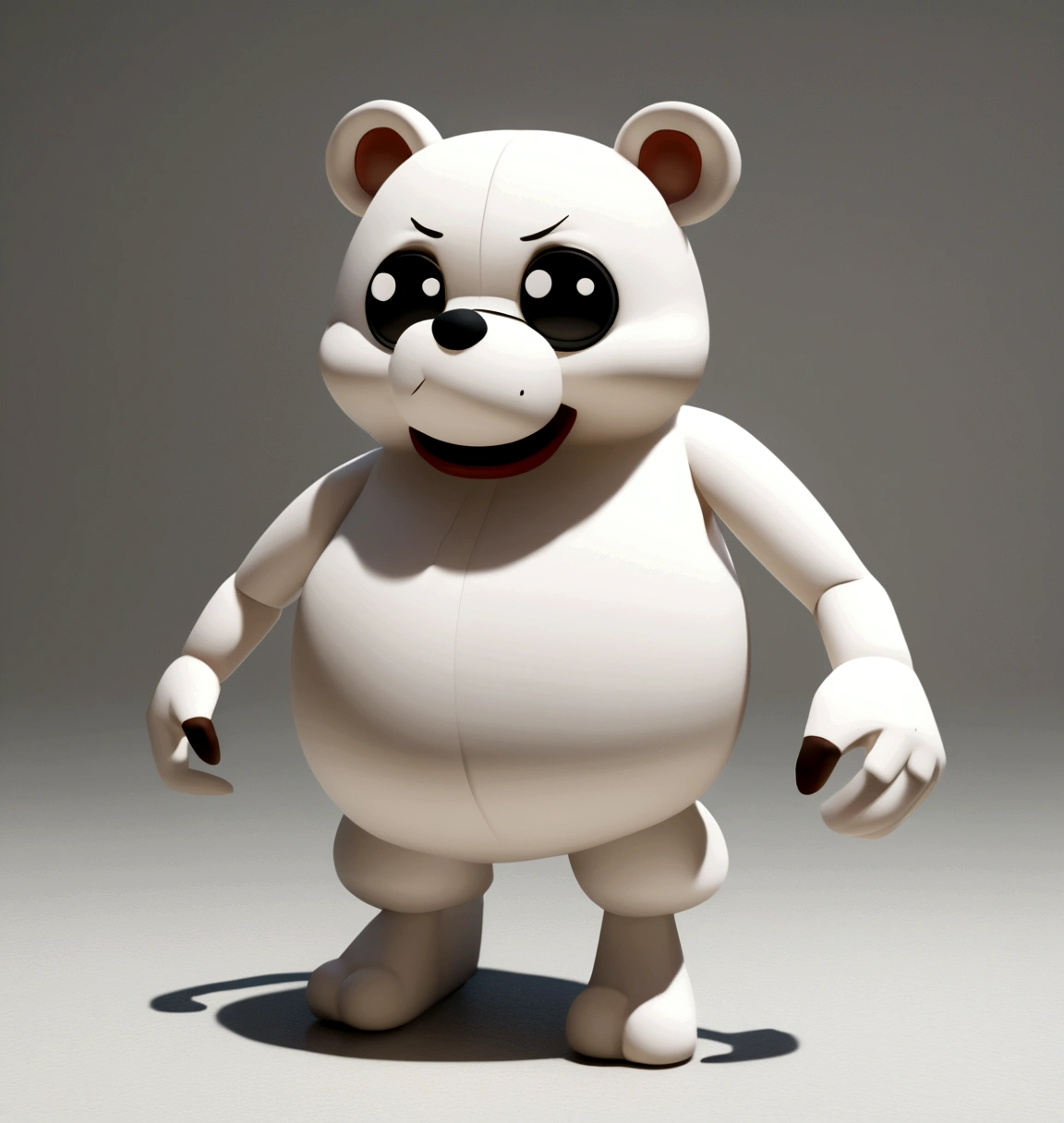 Little white bear illustration,Full body image,light blue,A bright smile,Smile,Laugh aloud,Active running,Drawn in a 3D art style, c4d, Pure white background, Disney Style, Pixar style ultra-detailed rendered illustration, 8k,dirty