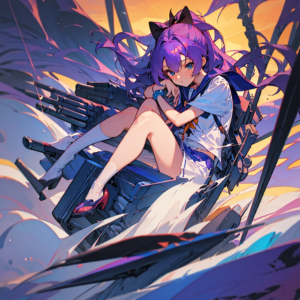  anime with purple hair and blue eyes in a sailor outfit, estilo de arte anime moe, kantai collection style, Misato Katsuragi, rei hiroe, estilo de arte de anime, em estilo anime, no estilo anime, retrato estilo anime, estilo de Ilya Kuvshinov, (Menina anime), estilo de arte desconhecido, arte oficial, estilo anime do ig studios