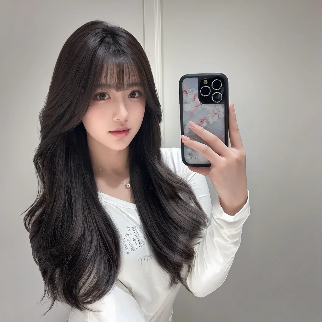 Long curly black brown hair,Natural and beautiful hair,The background is simple and clean