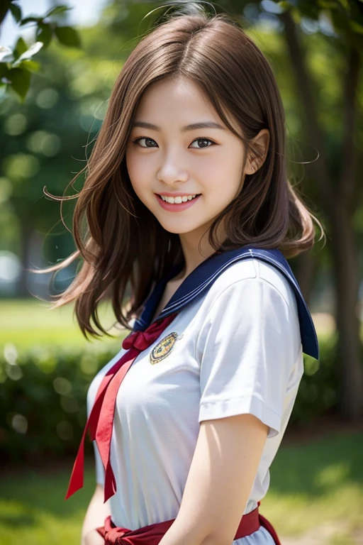 (8k、Raw photo、highest quality、masterpiece:1.2)、(Realistic、Photorealistic:1.37)、Ultra-detailed、超A high resolution、1 girl、Seeing the viewer、Beautifully detailed face、Laughter、narrow、(Slim waist) :1.3)、Beautifully detailed skin、Skin Texture、Floating Hair、Professional Lighting、Human whole body、Long Hair、Blonde、Japanese Height 、Sailor suit、admission、、Bob Hair、E Cup、Smile、、Red ribbon、Baby Face、Childish smile、Sappin'、Moisturizing lips、Pale pink lips、