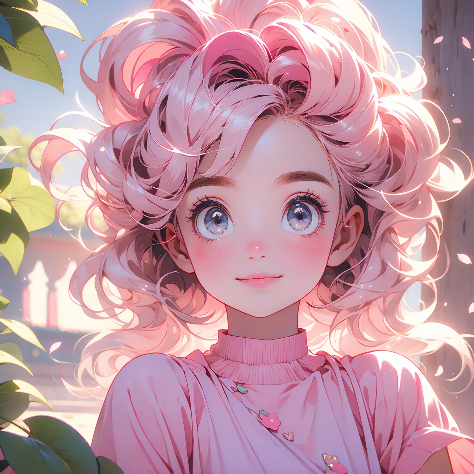 Pink Girl，big eyes，Optimistic and positive，Happy and optimistic