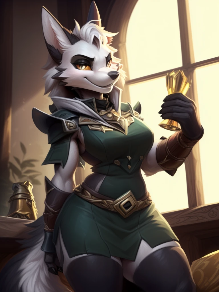 (SFW, 8K, obra maestra, high resolution, super fine illustration:1.3), (Hermoso, esponjoso:1.5), cold, perfect anatomy, antecedentes detallados, (solo, pelaje negro, 1 kemono de loba:1.5), (Fancy, elite adventurer, disfraz muy elegante:1.75), ropa ajustada, (pechos enormes:2.25), alto, (muslos gruesos, culo enorme:1.75), (gordo), (grueso, rechoncho:2.25), seguro, sonrisa afectada, seductor