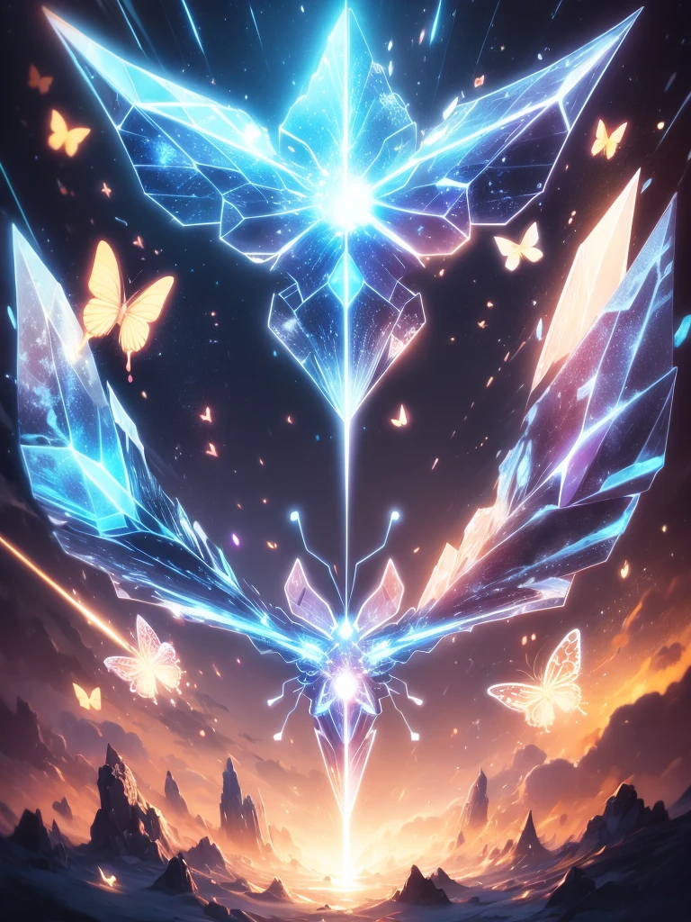 x ray of a butterfly of crystal ice, body anatomy, synergy, 3D, digital matrix, x ray butterfly silhouette, transparent, translucent, crystal, snowy, icy, white colour, radiation, emphasis on the colour, ultra-realistic,
HDR+, professional photo, hyperrealism, space constellations,
full body, a lot of
small weird objects inside, symmetry, dynamic, points and lines, steampunk,
laser show